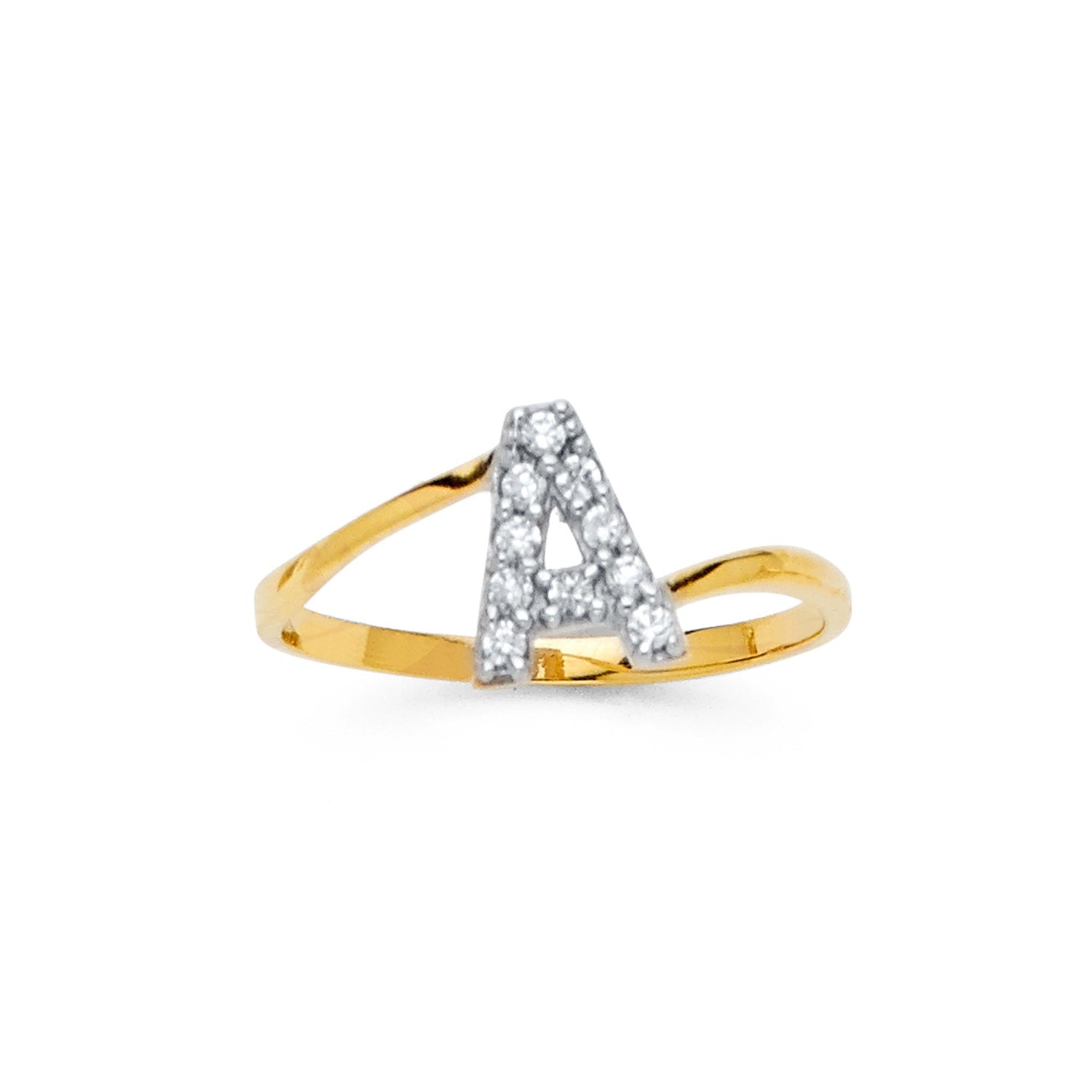 14K 2T CZ INITIAL RING M