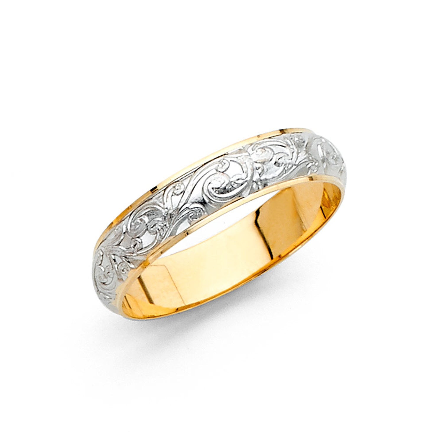 14K 2T 4MM ENGRAVE DOM WED BD  SZ 7