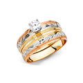 14K 3C LADIES CZ ENG RING