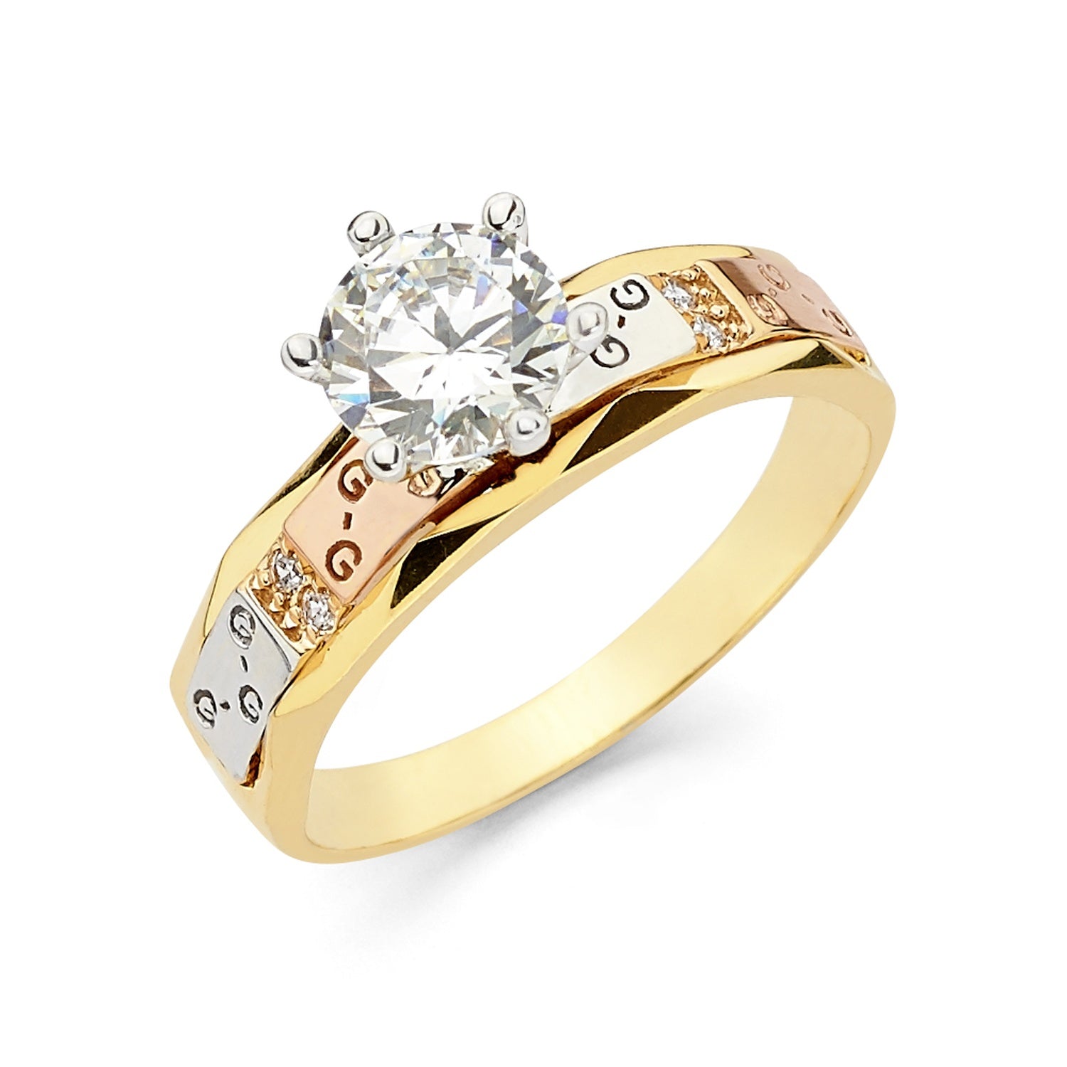 14K 3C CZ ENG RING