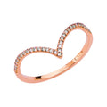 14K PINK V-SHAPE LADIES CZ BAND