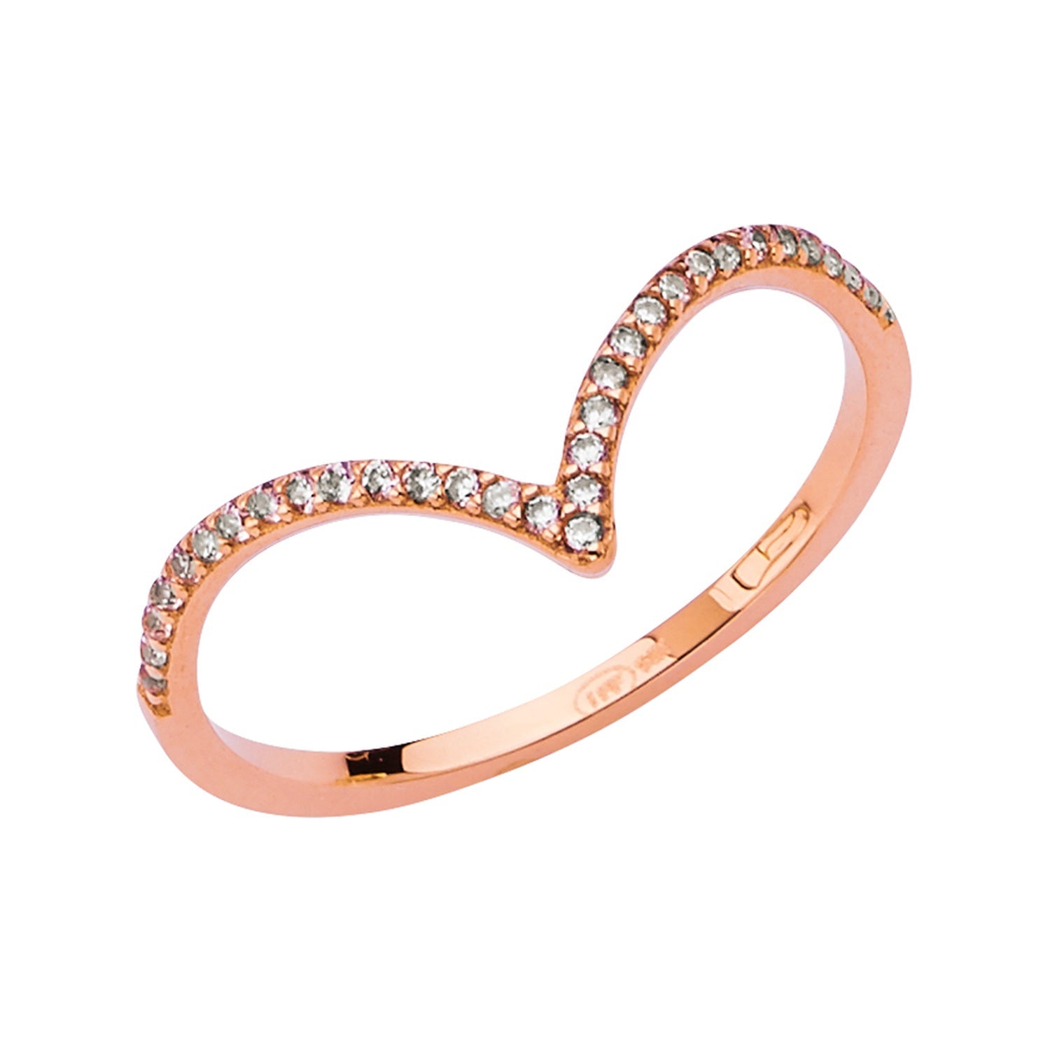 14K PINK V-SHAPE LADIES CZ BAND