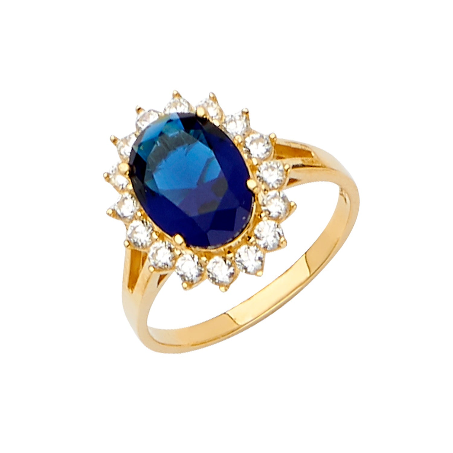 14KY Blue CZ Engagement Ring / Set