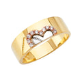 14K 3Color Men's CZ Wedding Band / Trio Set