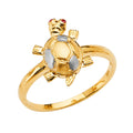 14K 2Tone Baby Turtle Ring