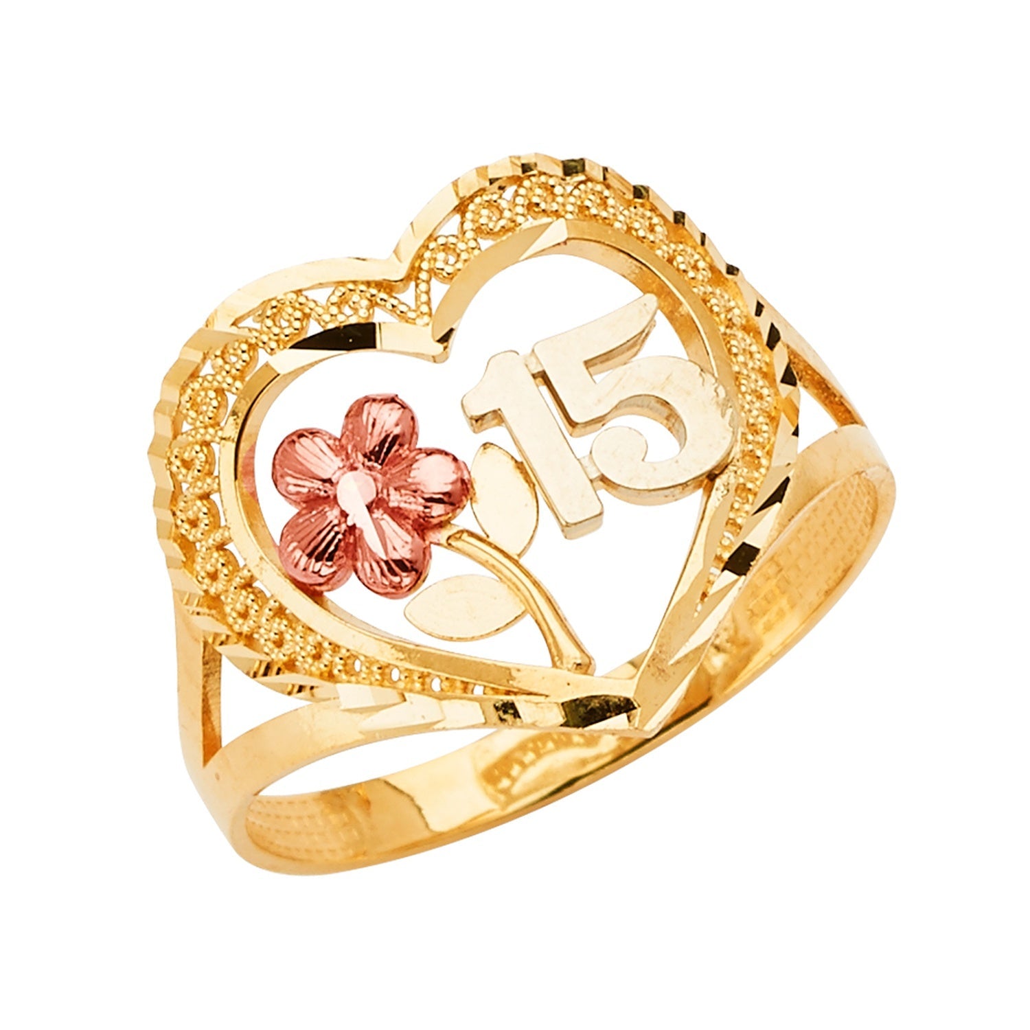 14K 3C 15 Years Ring