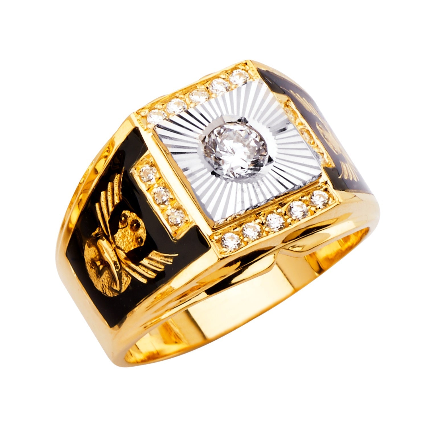 14K 2Tone Men's CZ Ring