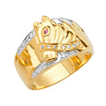 14K 3C Men's CZ Ring w/Horse