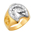 14K 2Tone Horse Shoe Men's Ring