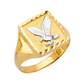 14K 2TY Square Men's Ring w/Eagle