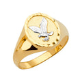 14K 2T Round Men's Ring w/Eagle