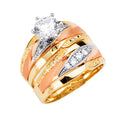 14K 3Color CZ Engagement Ring / Trio Set