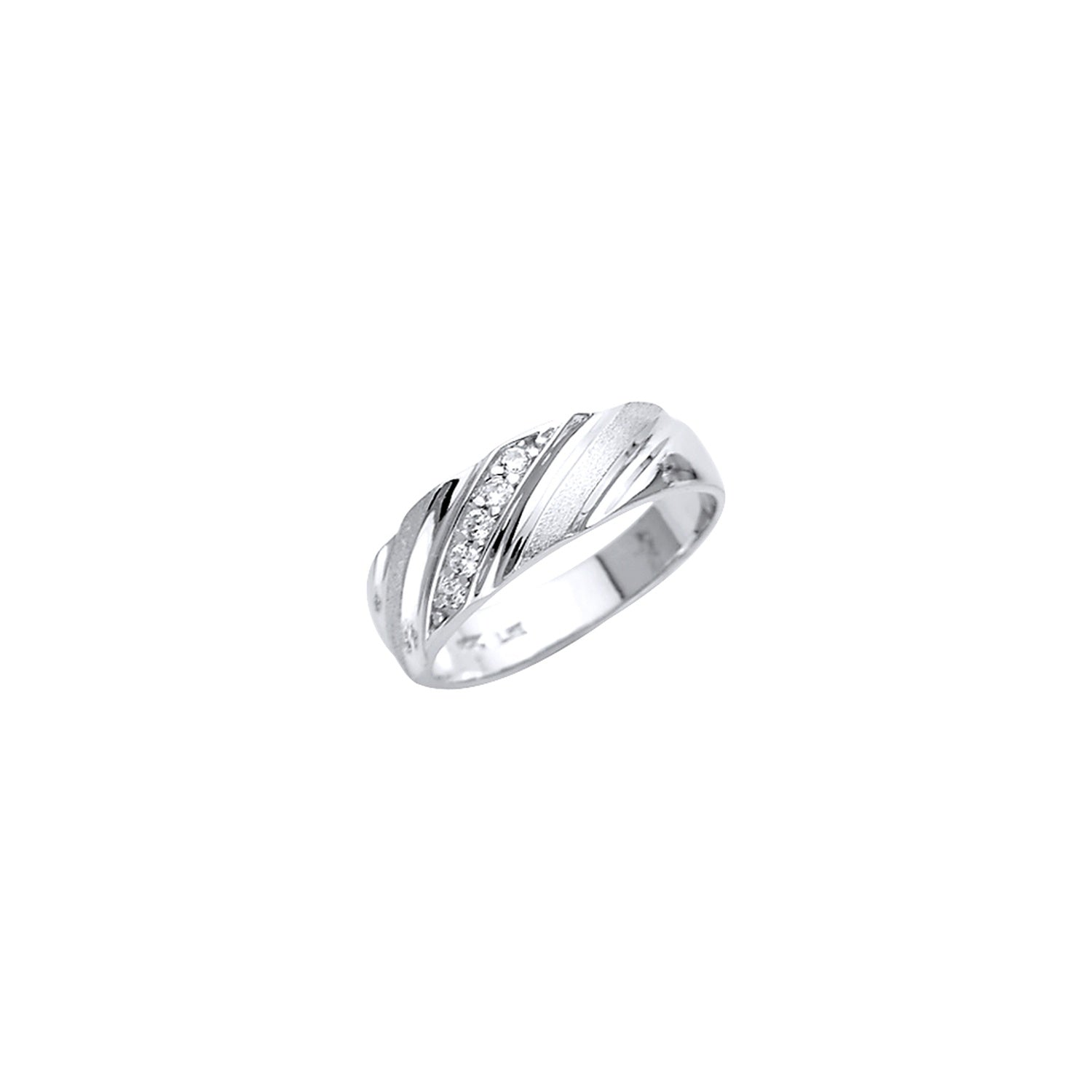 14KW Men's CZ Wedding Band / Trio Set