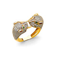 14K 2T CZ Double Panther Ring