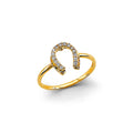 14KY CZ Horseshoe Ring
