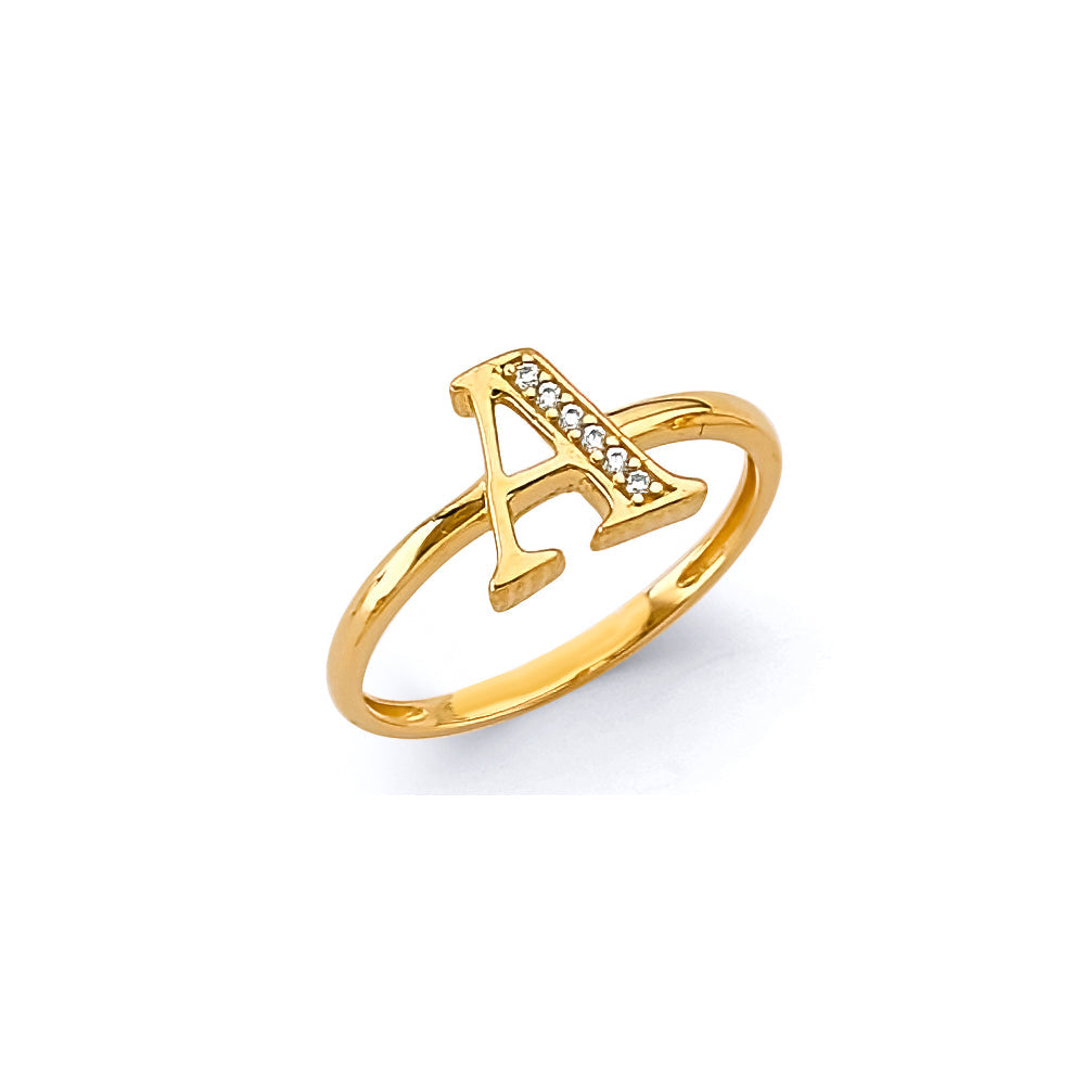 14KY CZ Initial Ring M