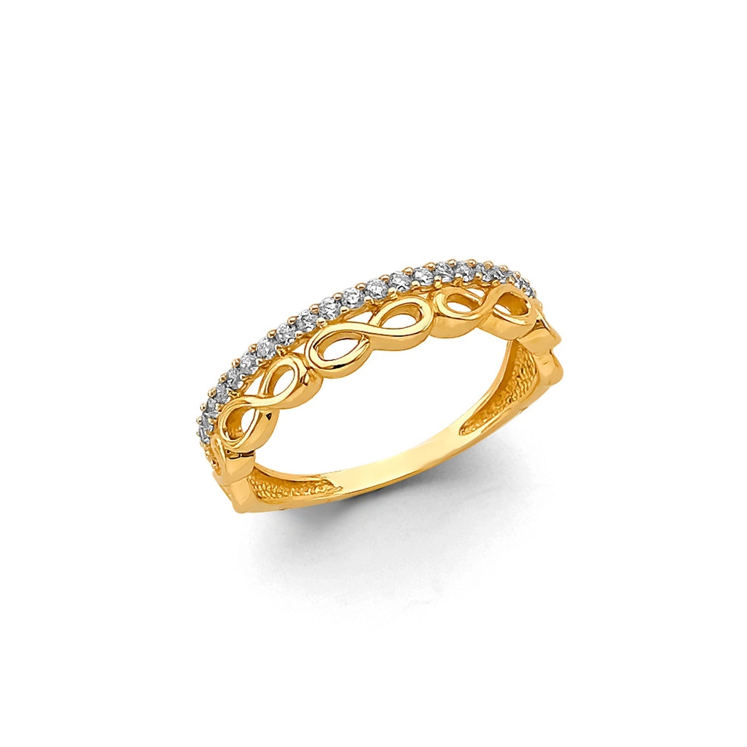 14KY CZ 2 Line Infiniti Ring