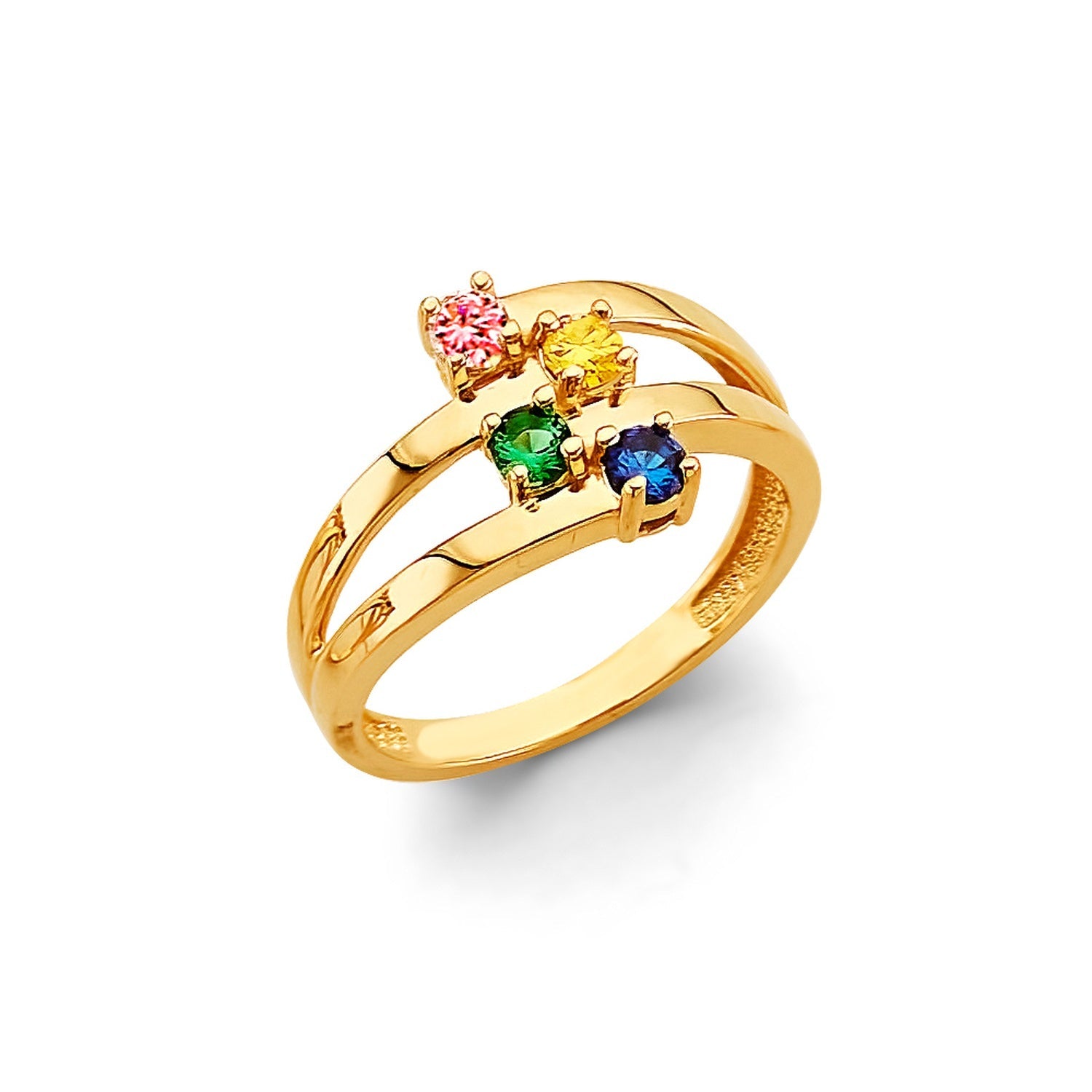 14KY CZ 4 Stone Month Ring