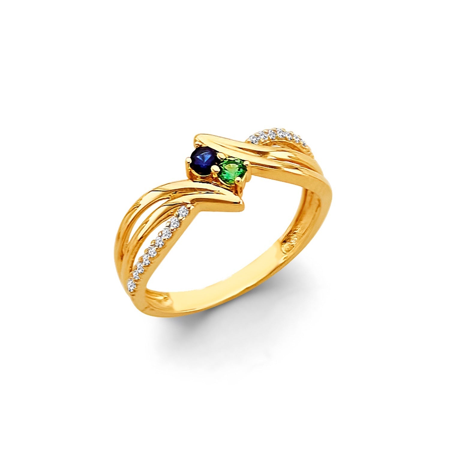 14KY CZ 2 Stone Month Ring