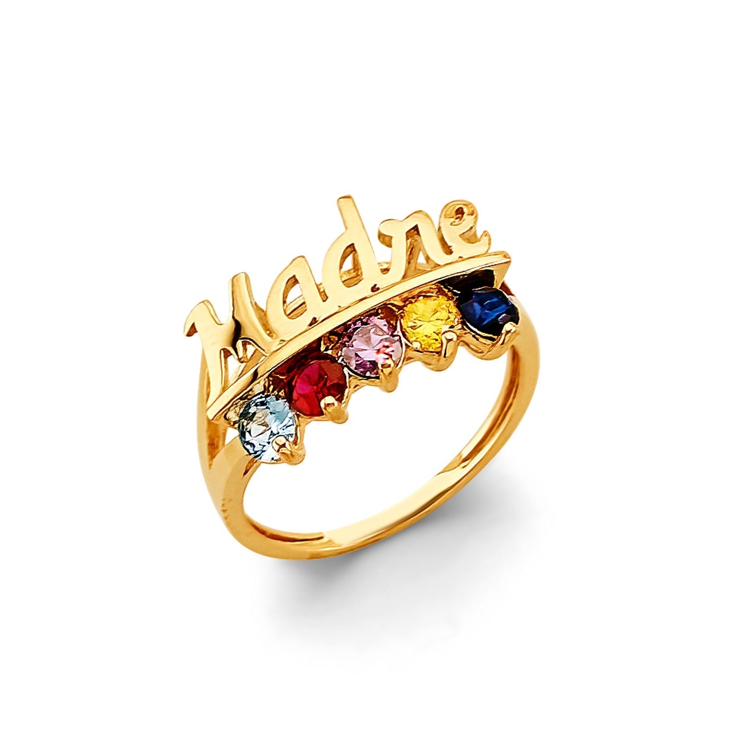 14KY CZ 5 Stone Mother's Ring