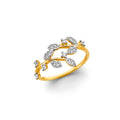 14K 2T CZ Leaf Ring