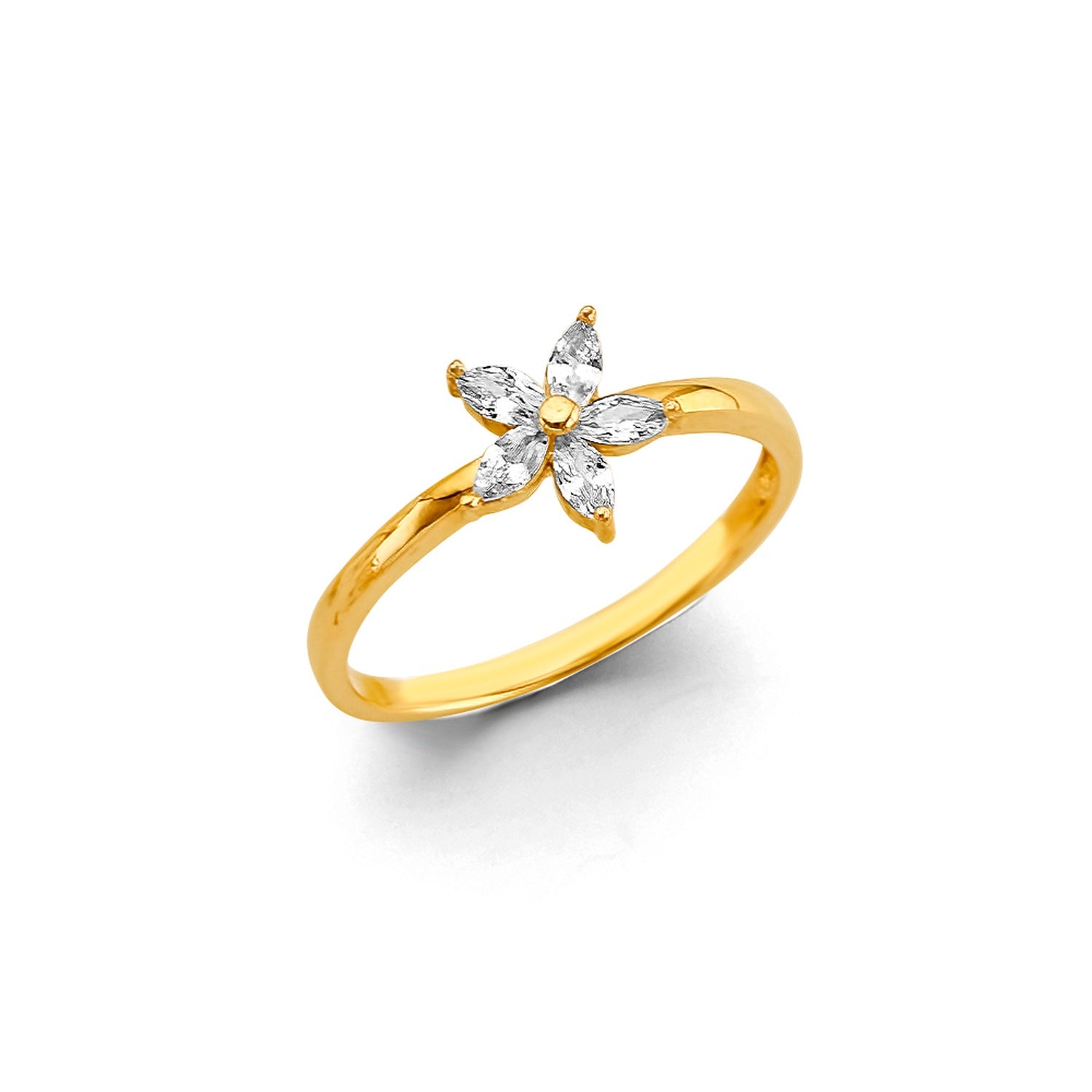 14KY CZ Flower Ring
