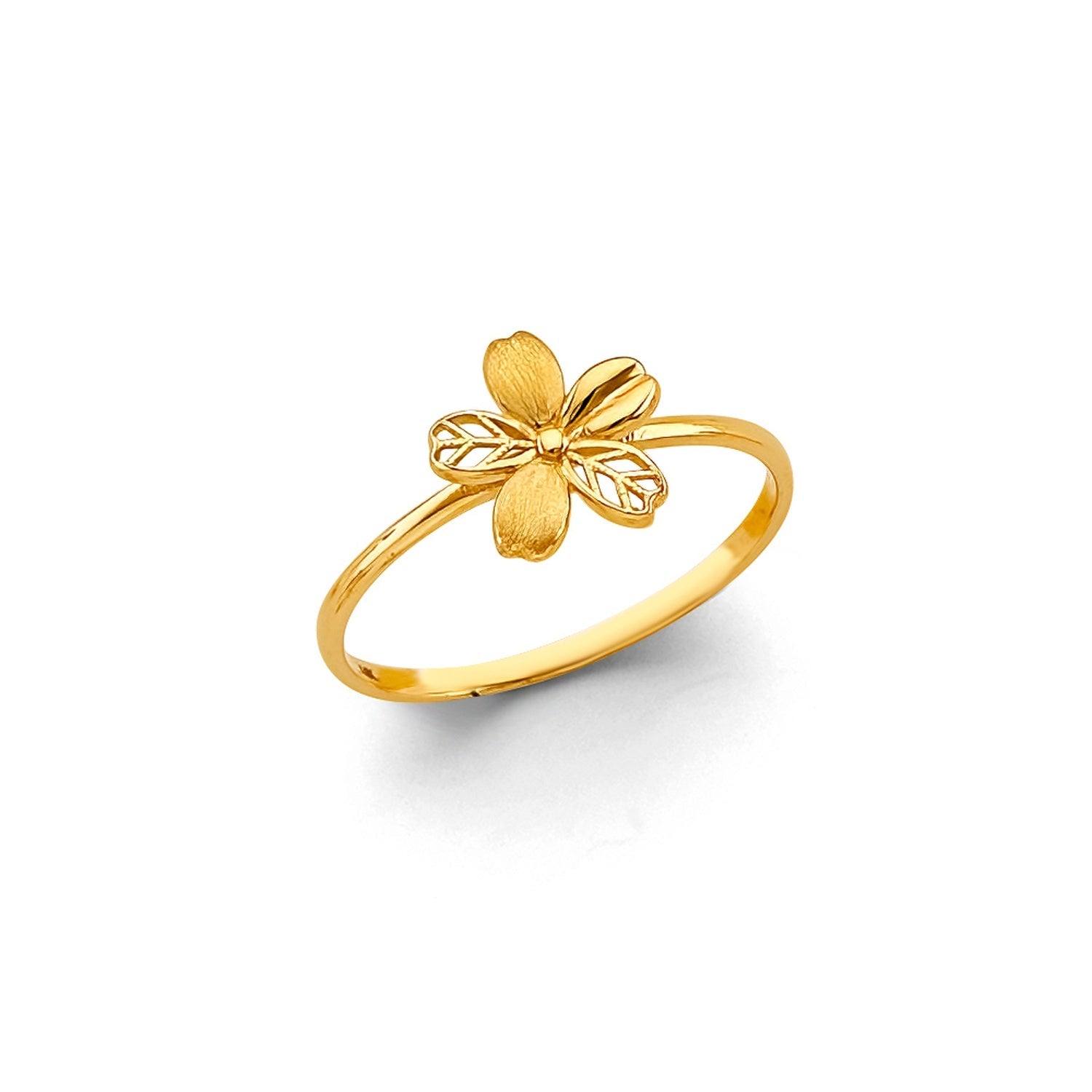 14K 2T CZ Flower Ring