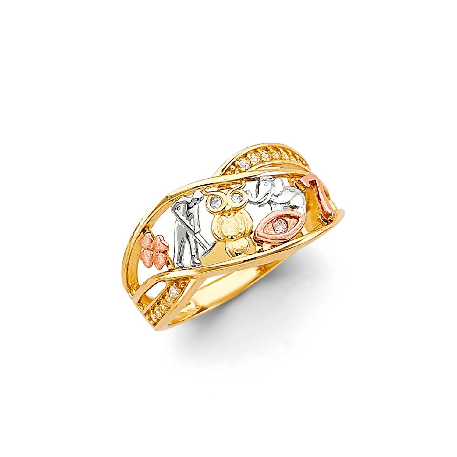 14K 3C Lucky Ring