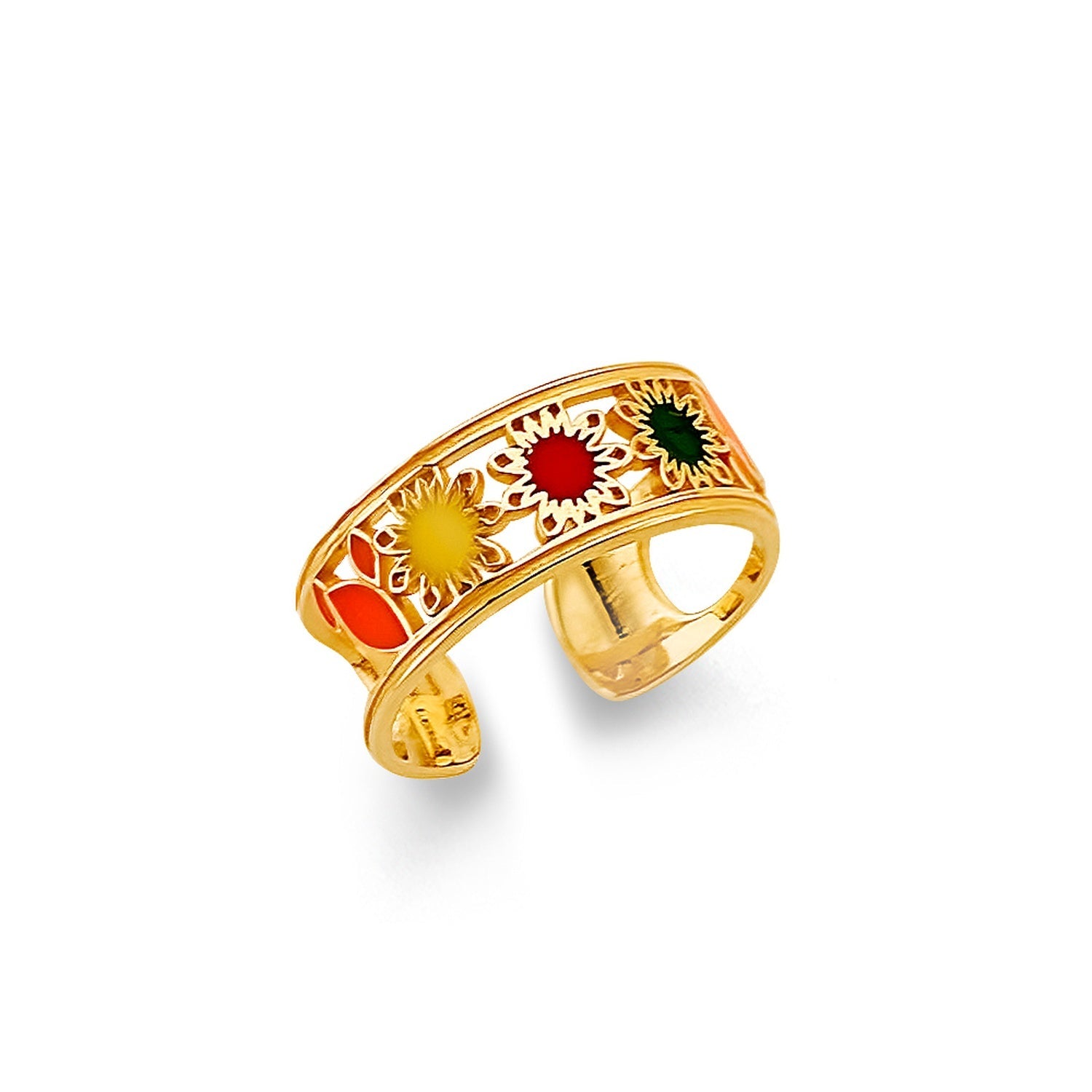 14KY Colored CZ Flower Toe Ring