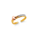 14K 2T CZ Heart Toe Ring