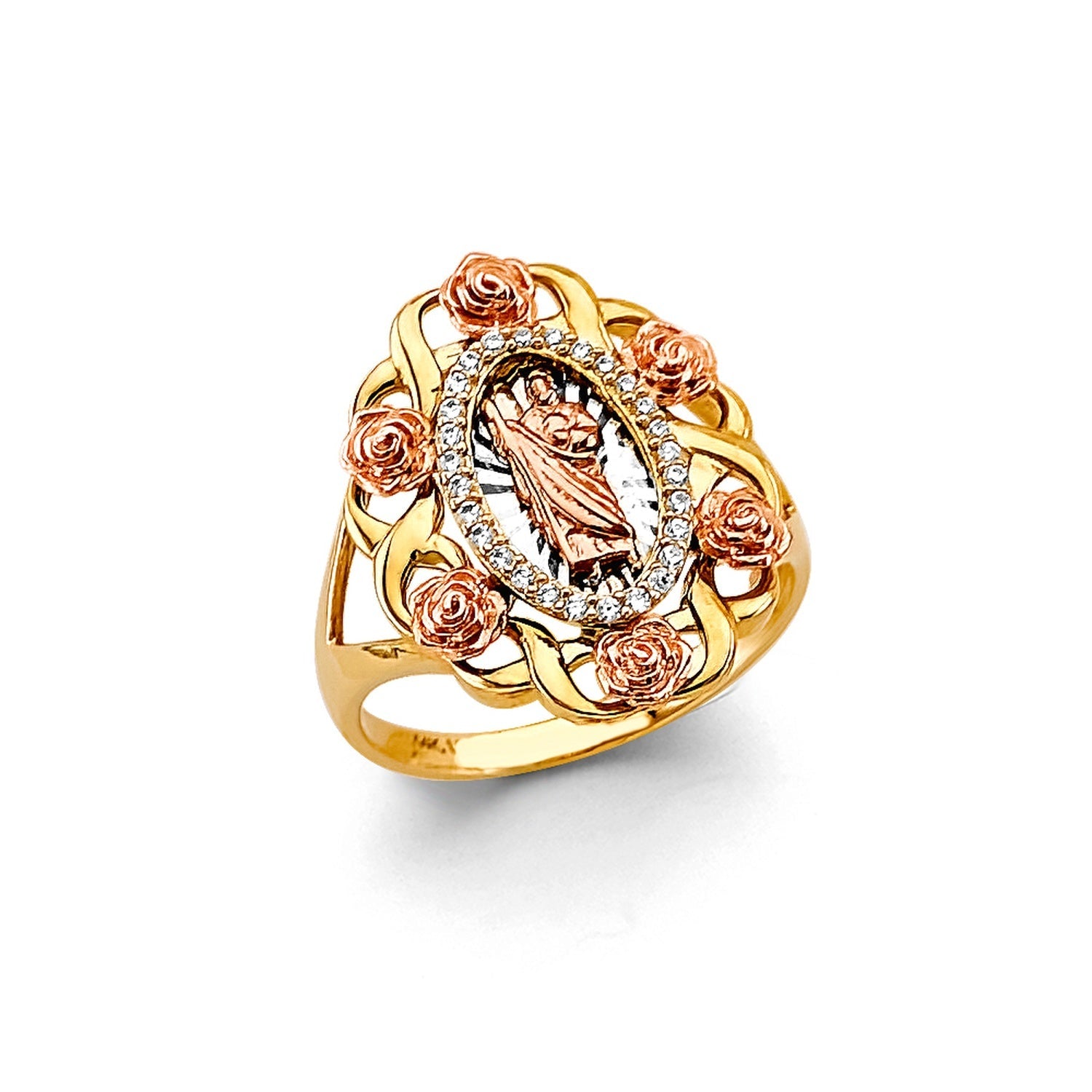 14K 3C St. Jude CZ Ring