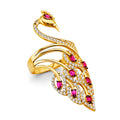 14KY Red CZ Peacock Ring