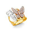14K 3C CZ Butterfly Ring