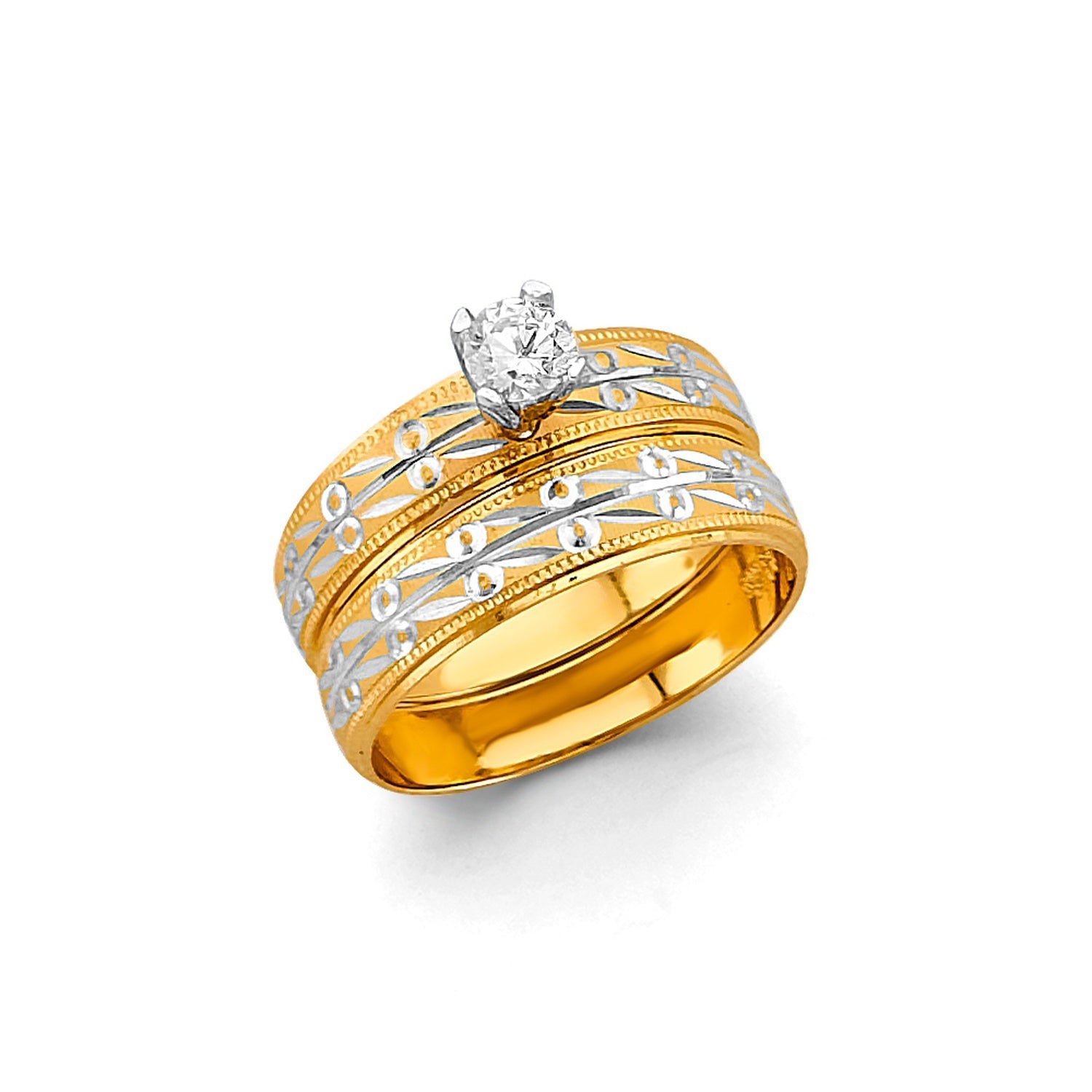 14K 2T Ladies CZ Eng Ring