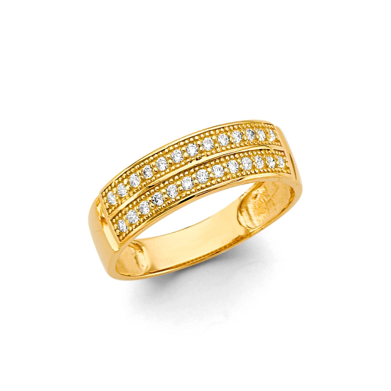 14KY Men's CZ Wedding Band / Trio Set