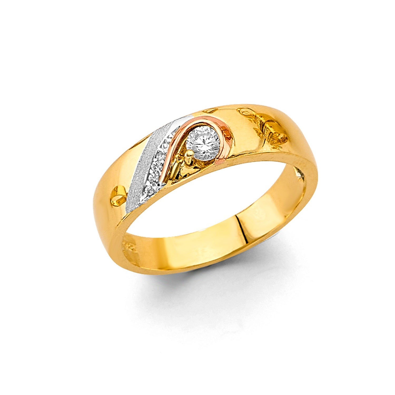 14K 2T Men's CZ Wedding Band / Trio Set