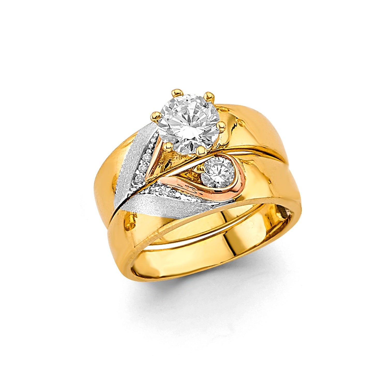 14K 2T CZ Engagement Ring / Trio Set