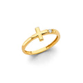 14KY CZ Cross Ring