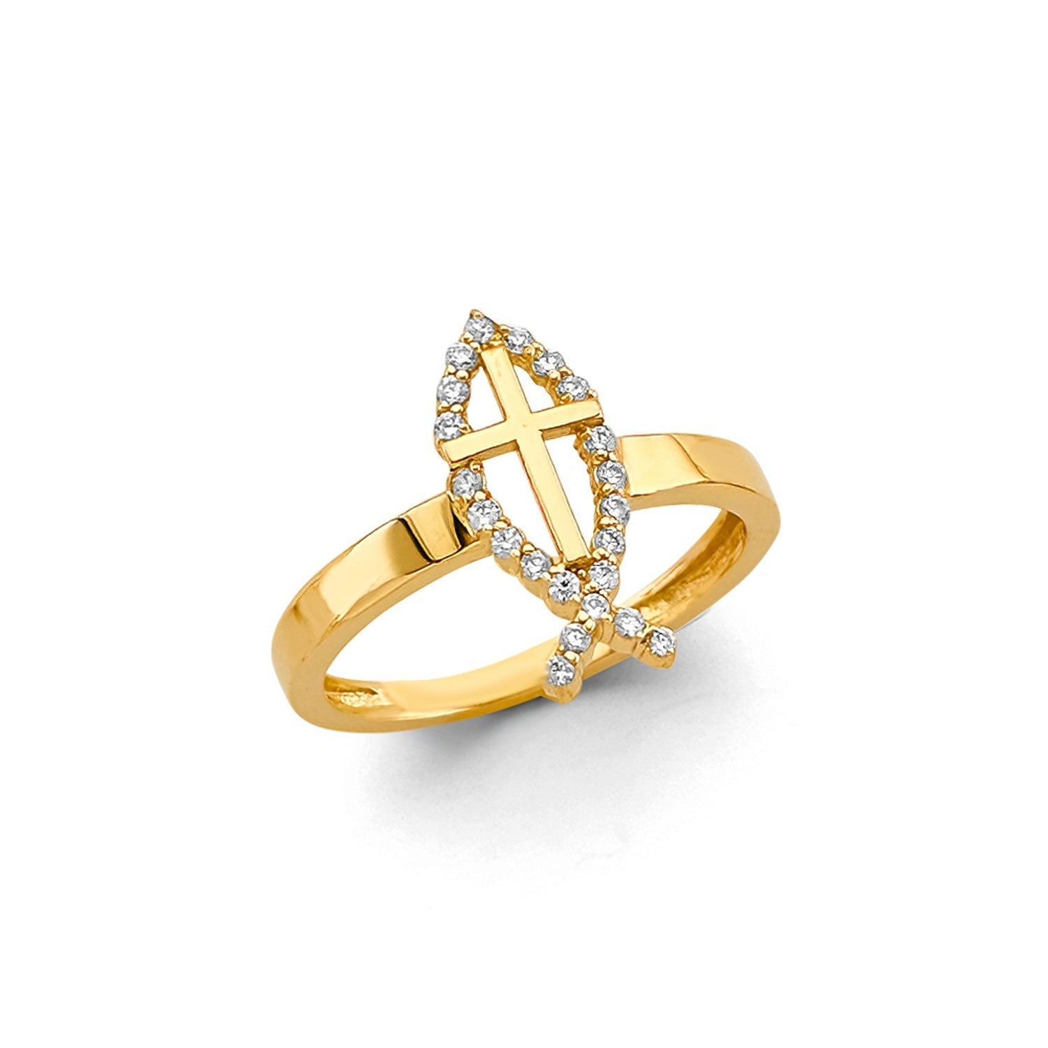 14KY CZ Religious Ring