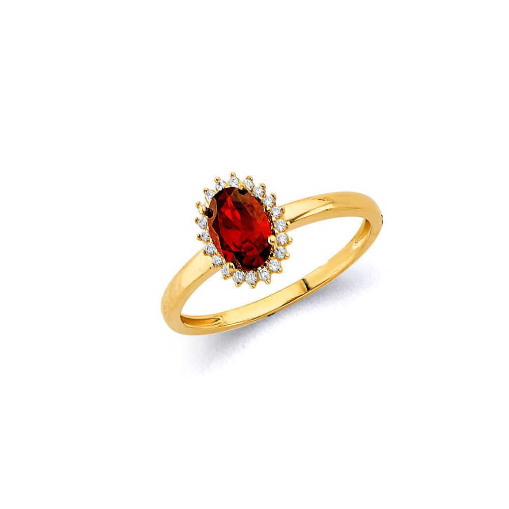 14KY CZ Oct Oval Birthstone Ring