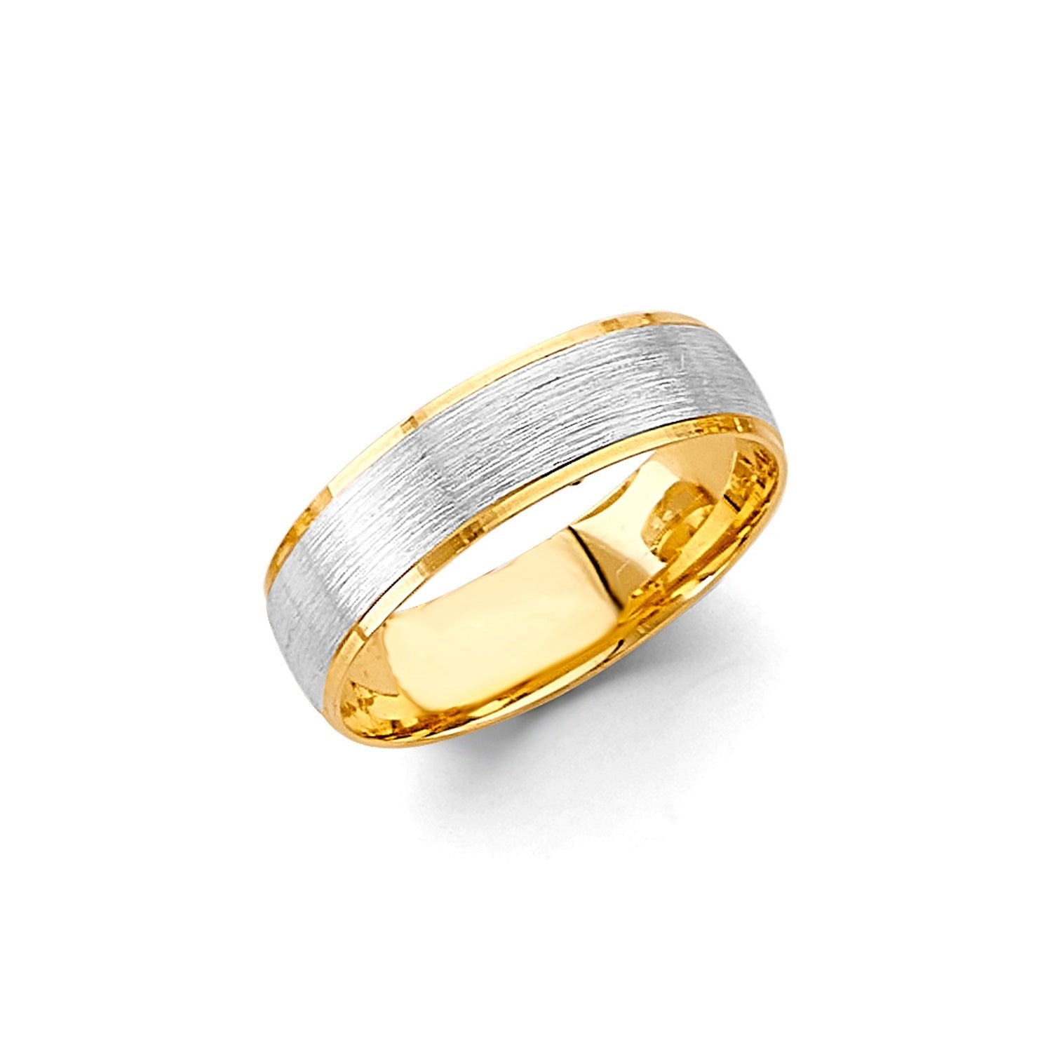 14K 2T 6MM Sand Polish Wed Band Sz 10