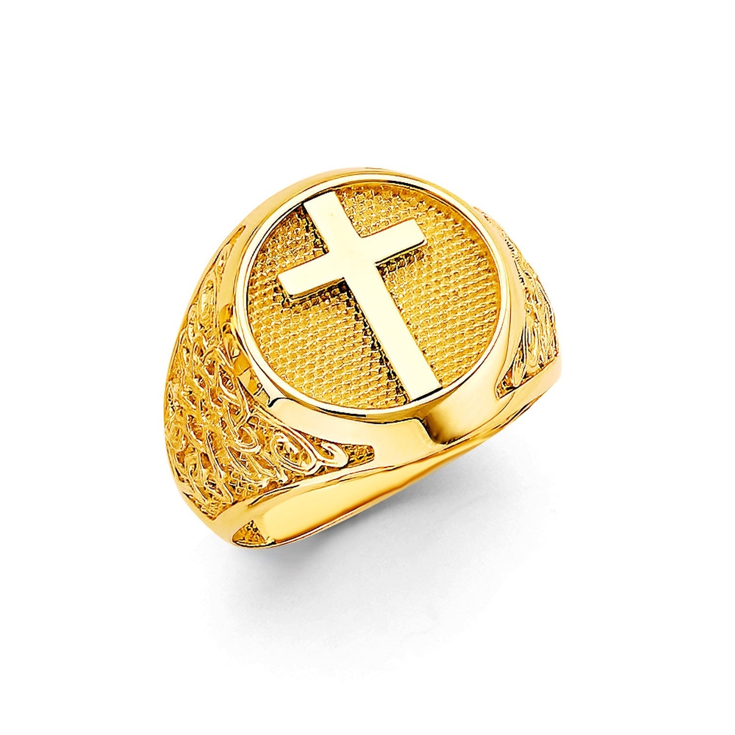 14KY Cross Men's Ring