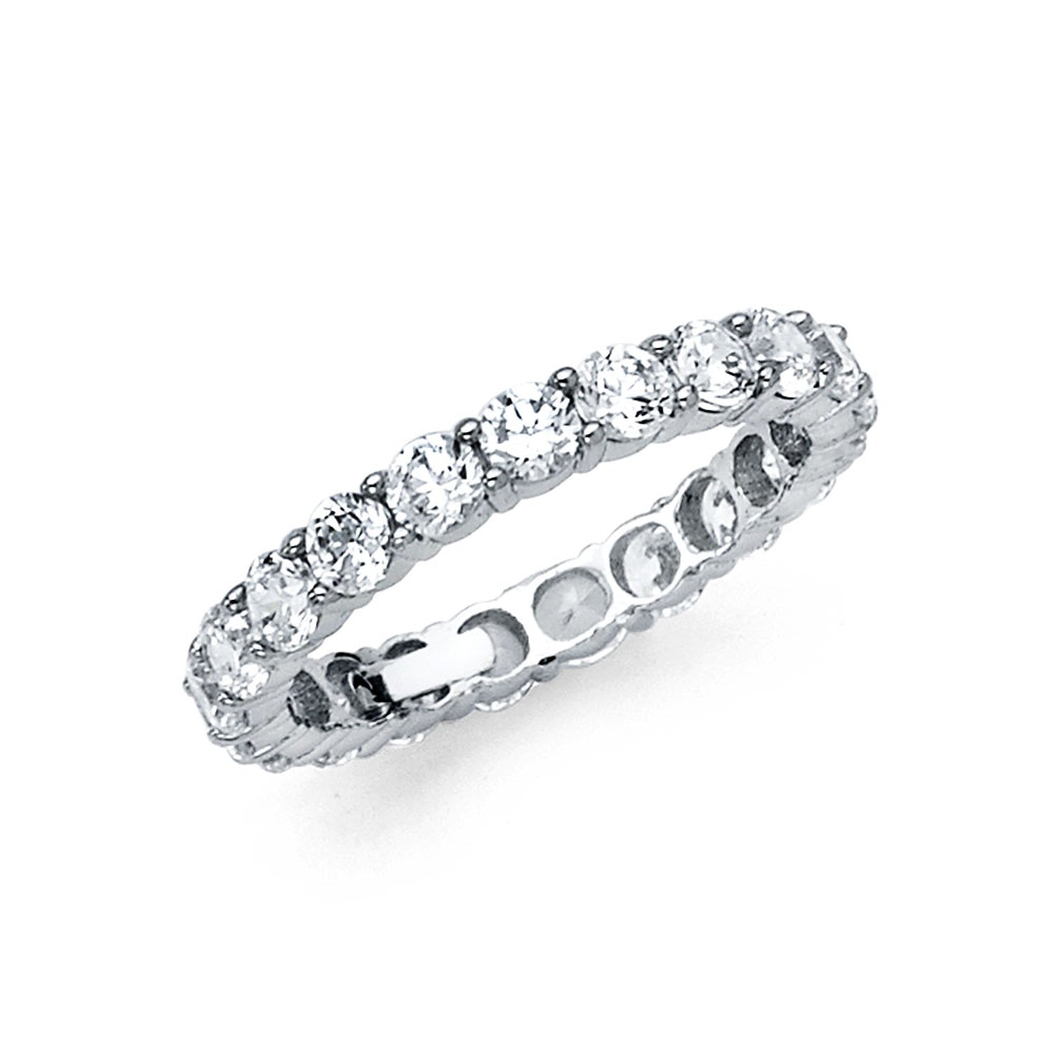 14KW ROUND CZ ETERNITY PRONG SET RING (RS6W)