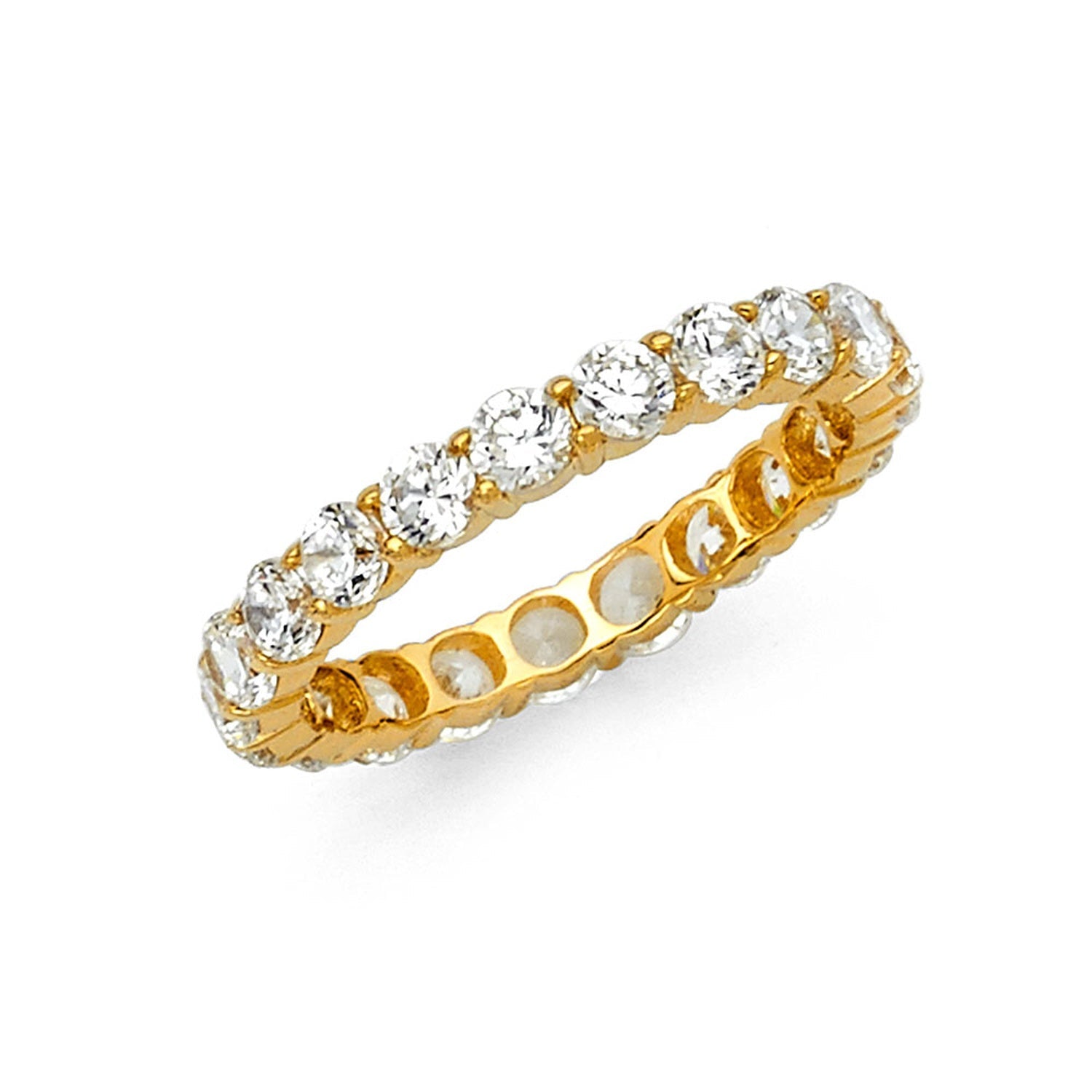 14KY ROUND CZ ETERNITY PRONG SET RING (RS6)