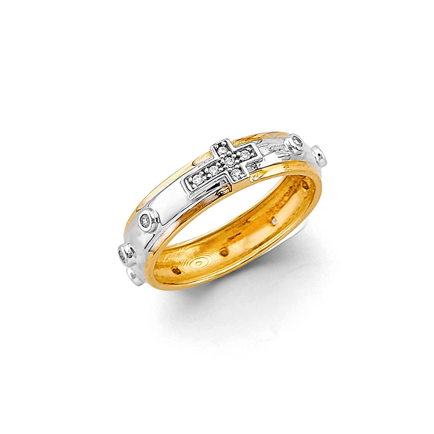 14K 2T Eternity Rosary Band w/Cross SZ 12