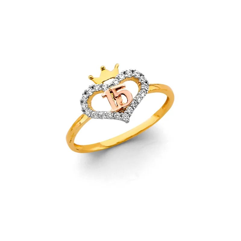 14K 3C Heart 15 Years Ring