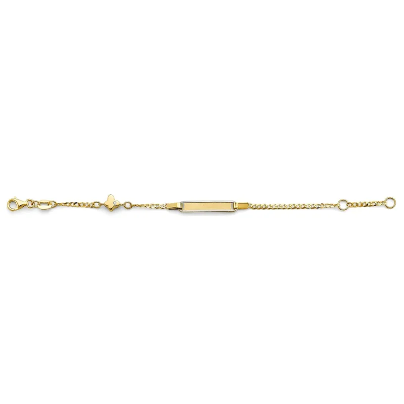14K 2T CZ Baby ID w/ Butterfly Bracelet
