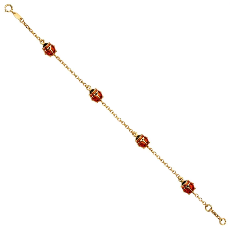 14KY Lady Bug Chain Bracelet