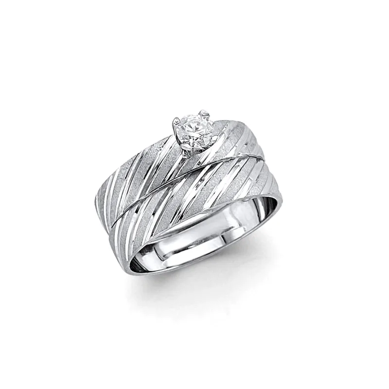 14KW Ladies CZ Eng Ring