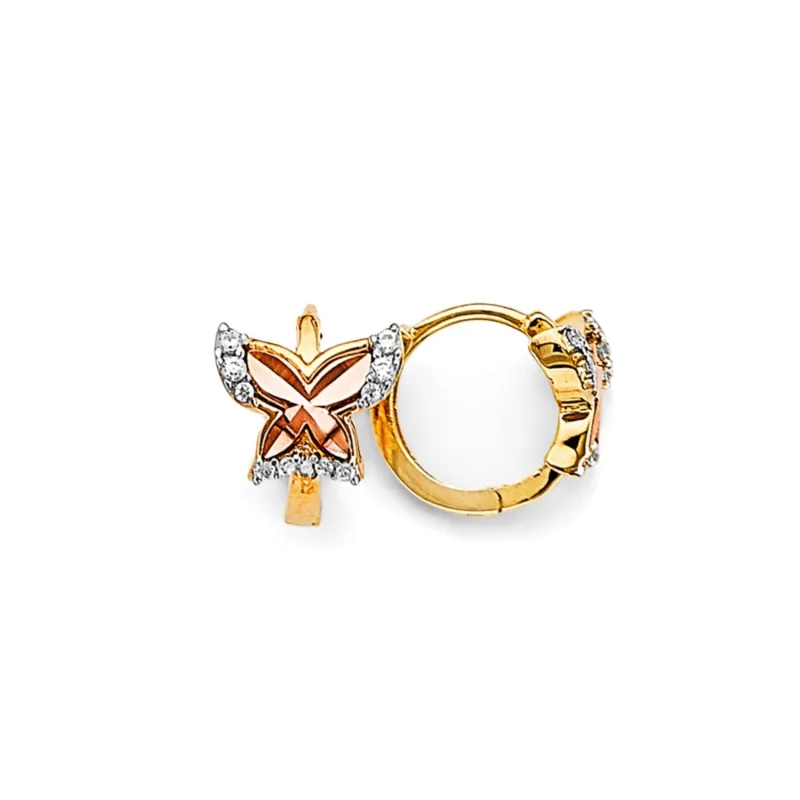 14K 2C Butterfly CZ Huggies